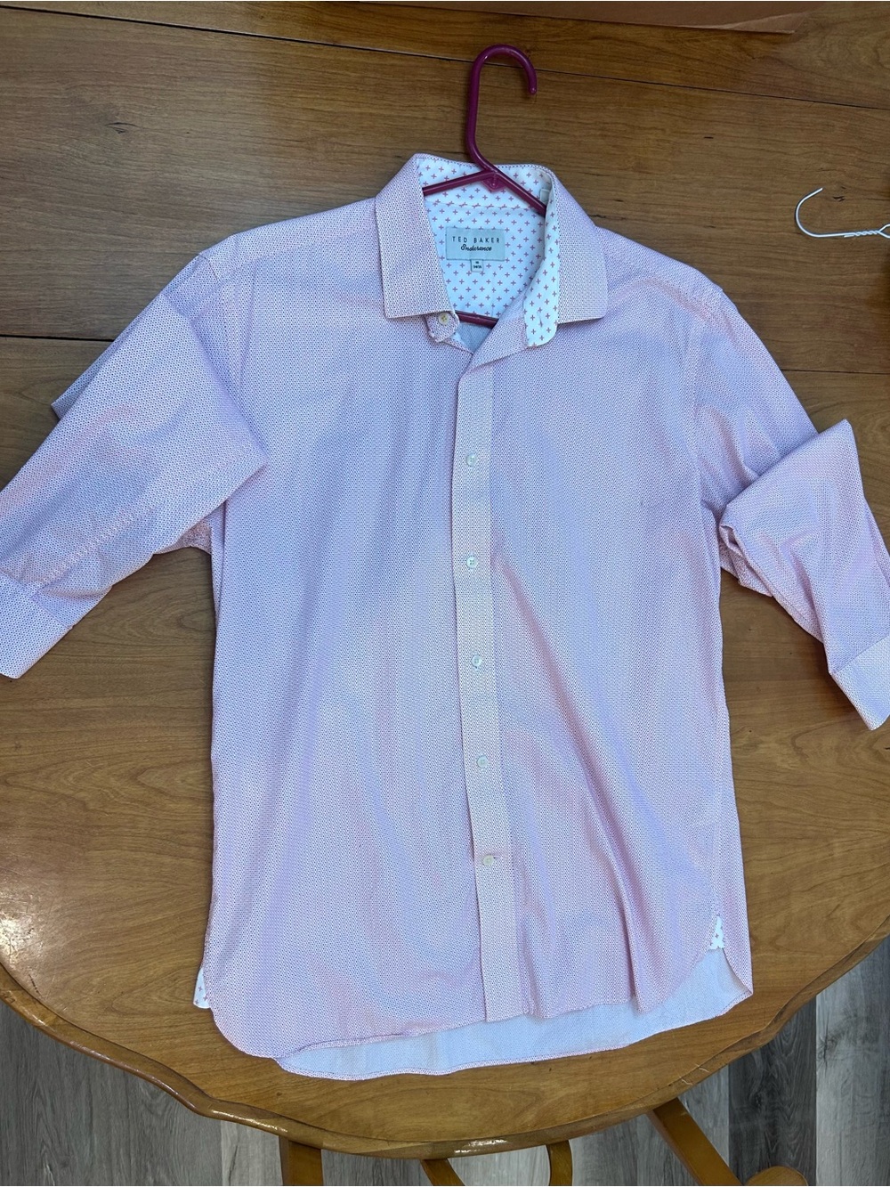 Ted Baker Men’s Light Pink Micro-Pattern Dress Shirt